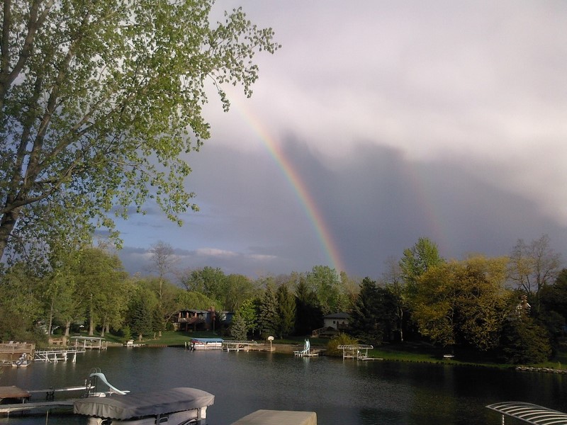 Rainbow over Cedar Island Lake White Lake Township Michigan